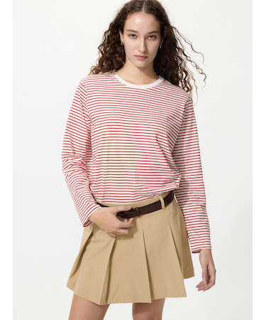 ソフトコットンラウンドヘムT/長袖/ボーダー