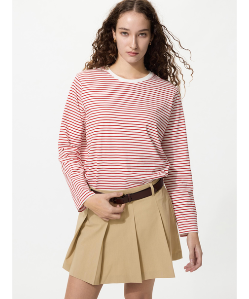 ソフトコットンラウンドヘムT/長袖/ボーダー