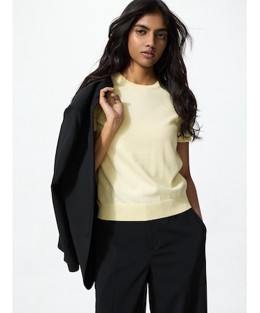 UVカットクルーネックセーター半袖