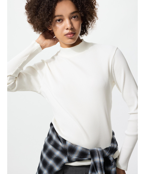 リブハイネックT/長袖