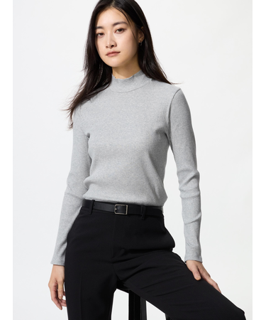 リブハイネックT/長袖