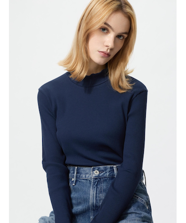 リブハイネックT/長袖