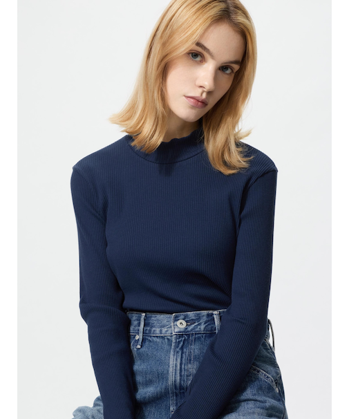 リブハイネックT/長袖