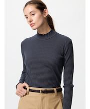 リブハイネックT/長袖/ボーダー