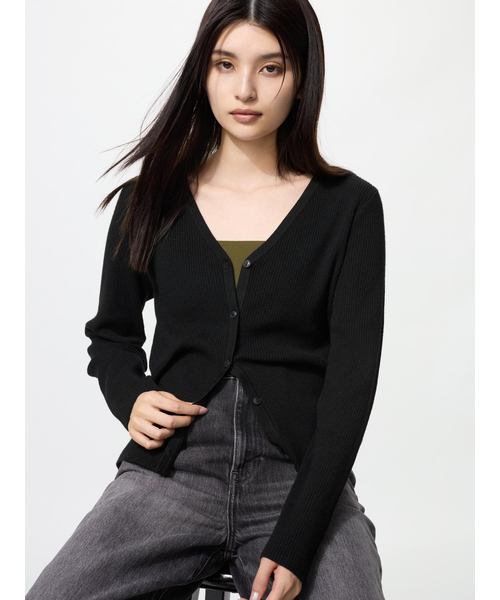 ウォッシャブルニットリブカーディガン｜ユニクロの通販｜&mall