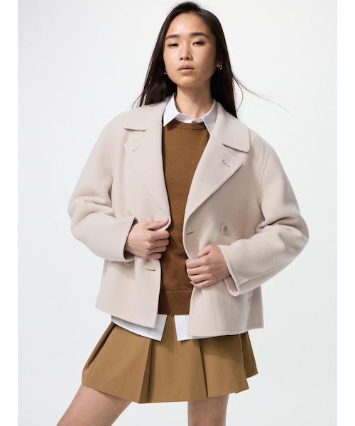 ダブルフェイスショートコートリラックスフィット｜ユニクロの通販