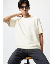 ウォッシャブルミラノリブニットTシャツ