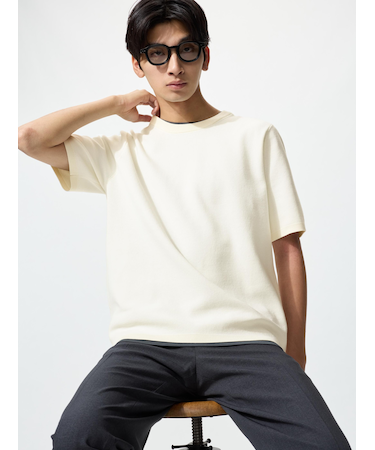 ウォッシャブルミラノリブニットTシャツ