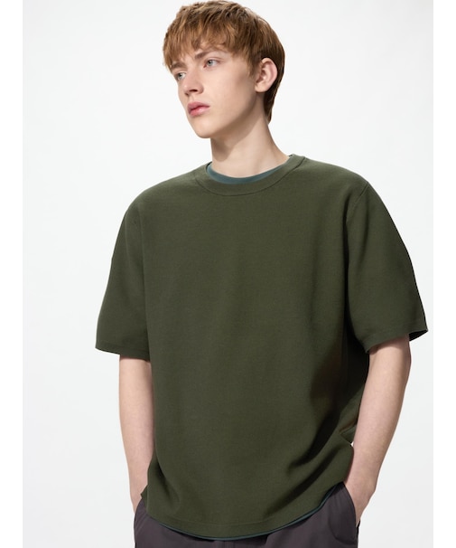 ウォッシャブルミラノリブニットTシャツ