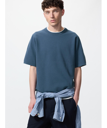 ウォッシャブルミラノリブニットTシャツ