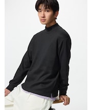 ソフトニットフリースモックネックT
