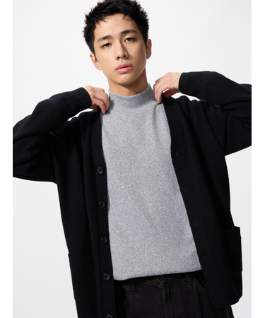 ソフトニットフリースモックネックT