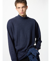 ソフトニットフリースモックネックT