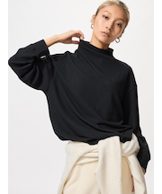 ソフトニットフリースモックネックT