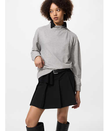 ソフトニットフリースモックネックT