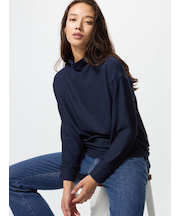 ソフトニットフリースモックネックT