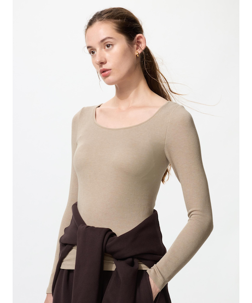 極暖ヒートテックリブUネックブラTシャツ M 3点 極暖ヒートテックリブUネックブラTシャツ M 3点 極暖ヒートテック