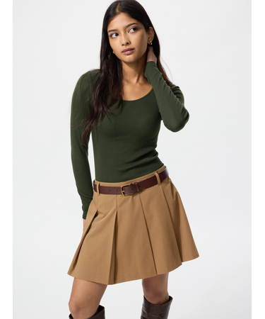 極暖ヒートテックリブUネックブラTシャツ/長袖