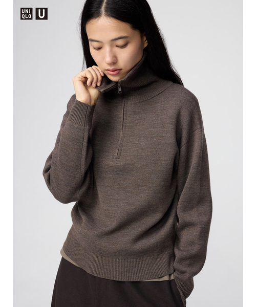 ダブルフェイスハーフジップセーター｜ユニクロの通販｜&mall（アンド