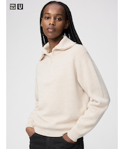 ダブルフェイスハーフジップセーター