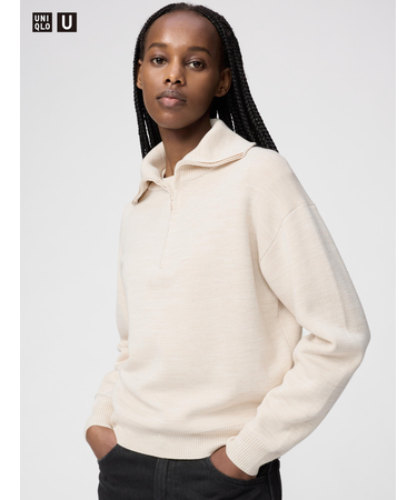 ダブルフェイスハーフジップセーター