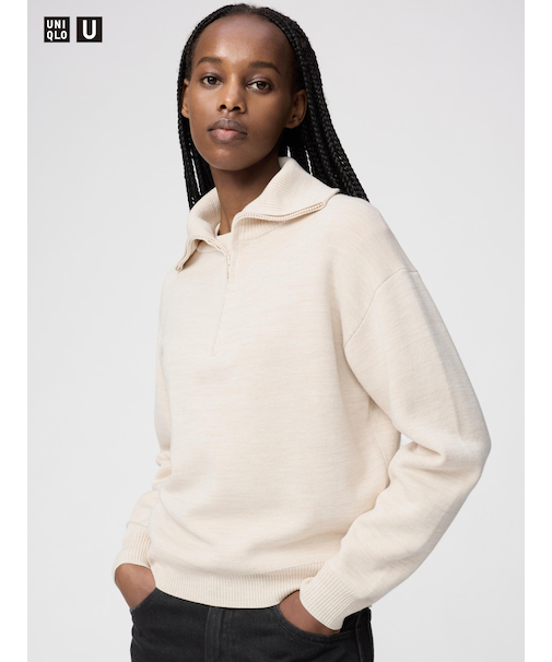 ダブルフェイスハーフジップセーター