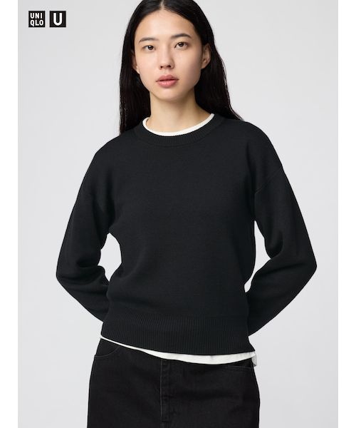 ダブルフェイスクルーネックセーター｜ユニクロの通販｜&mall（アンド