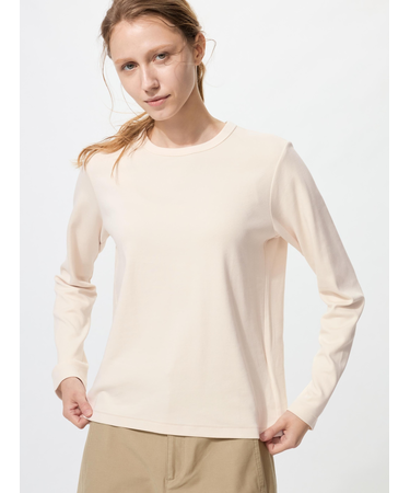 スムースストレッチコットンクルーネックT/長袖