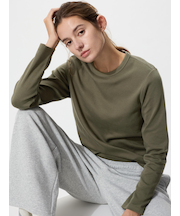 スムースストレッチコットンクルーネックT/長袖