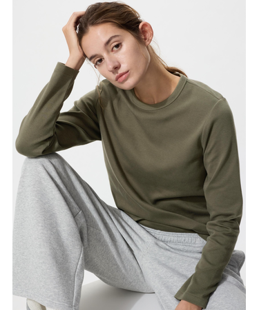 スムースストレッチコットンクルーネックT/長袖