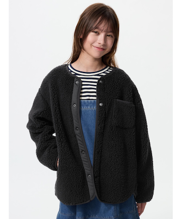 GIRLS ボアフリースカーディガン