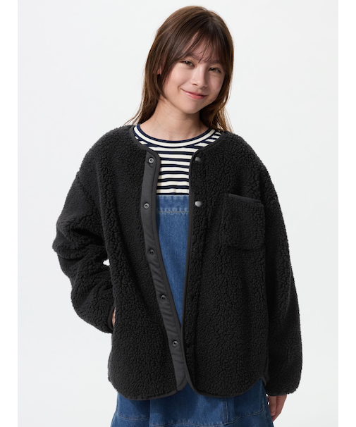 GIRLS ボアフリースカーディガン