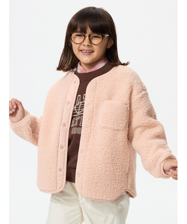 GIRLS ボアフリースカーディガン