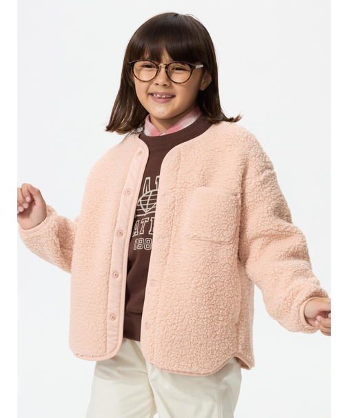 GIRLS ボアフリースカーディガン