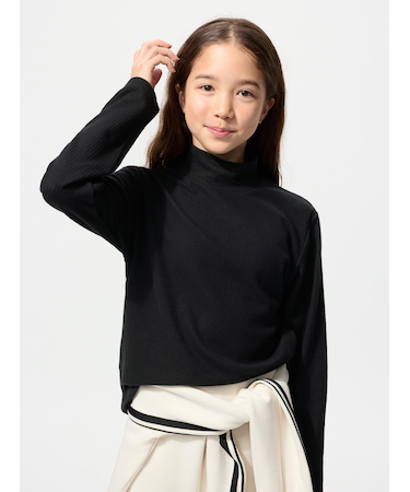 GIRLS ヒートテックコットンハイネックTシャツ長袖