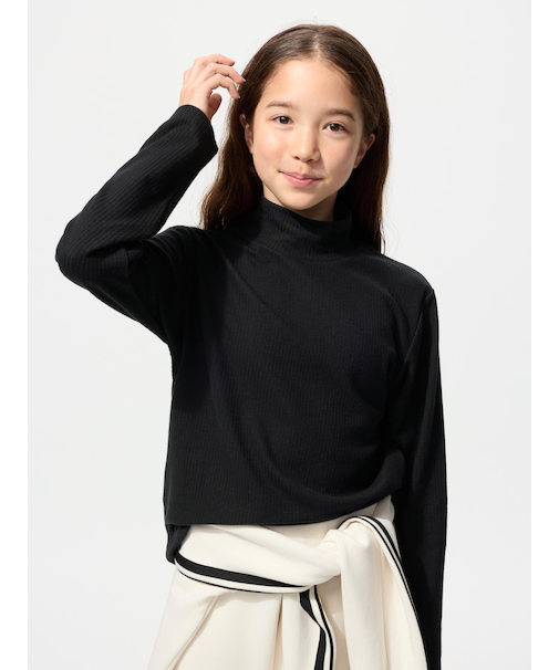 GIRLS ヒートテックコットンハイネックTシャツ長袖