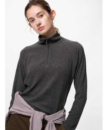 ヒートテックストレッチフリースハーフジップT/長袖