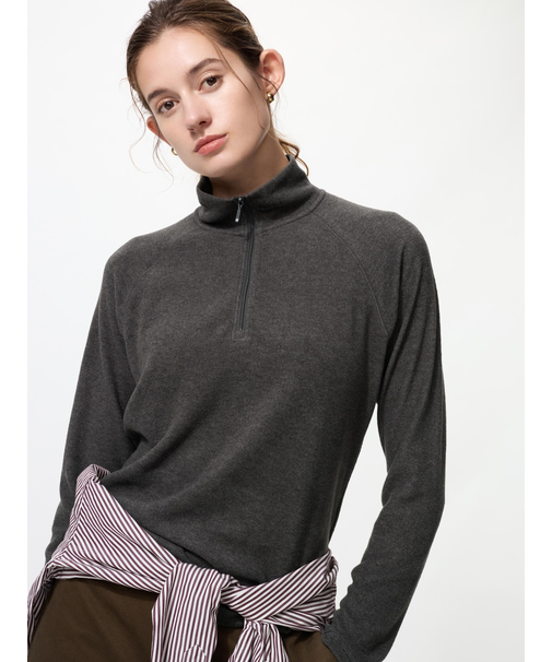 ヒートテックストレッチフリースハーフジップT/長袖