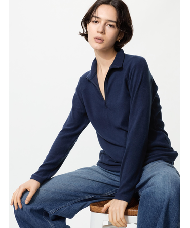 ヒートテックストレッチフリースハーフジップT/長袖