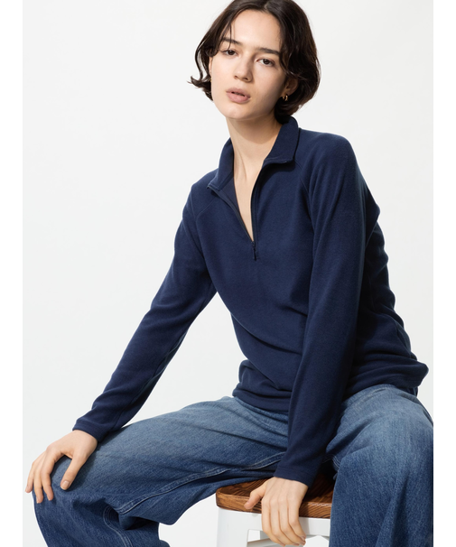 ヒートテックストレッチフリースハーフジップT/長袖