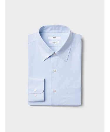スーパーノンアイロンスリムシャツ長袖/レギュラー襟/チェック