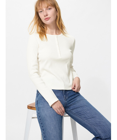 リブヘンリーネックT/長袖