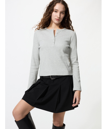 リブヘンリーネックT/長袖