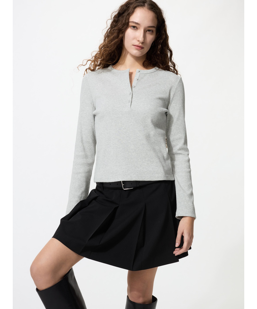 リブヘンリーネックT/長袖