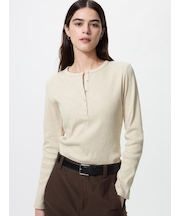 リブヘンリーネックT/長袖