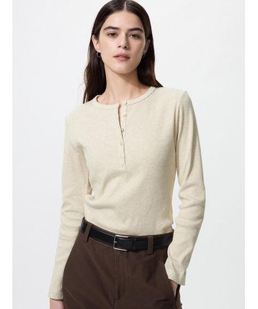 リブヘンリーネックT/長袖