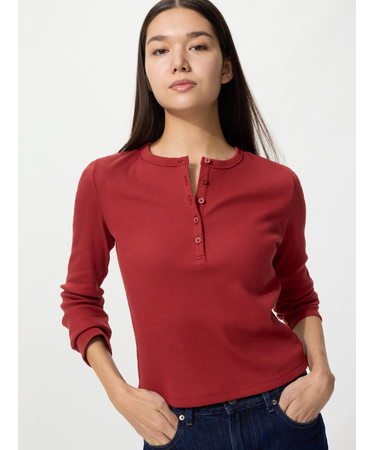 リブヘンリーネックT/長袖