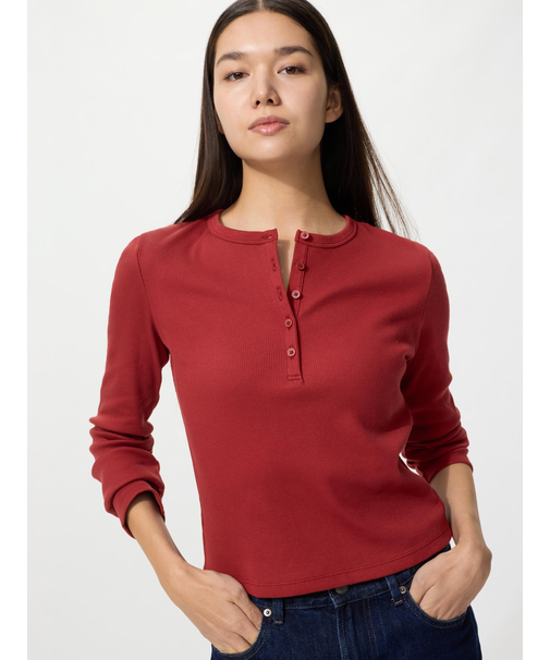 リブヘンリーネックT/長袖