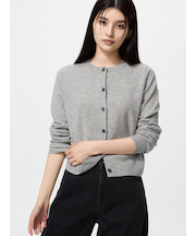 カシミヤクルーネックショートカーディガン