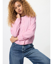 カシミヤクルーネックショートカーディガン